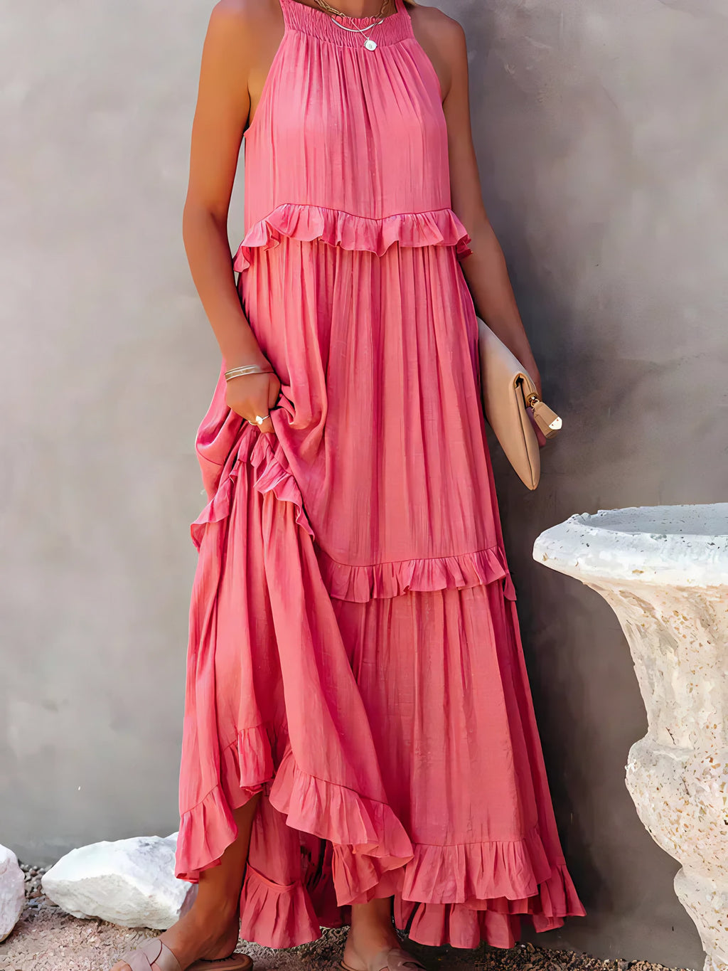 Women's Sleeveless Halter Maxi Dress — view 7