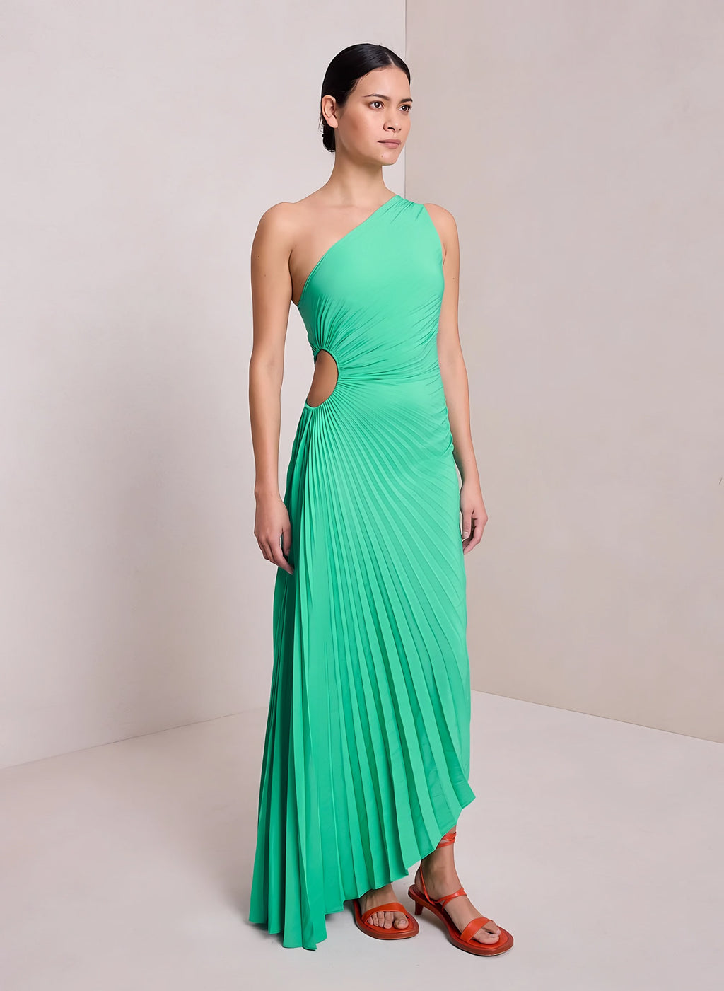 Women's One-Shoulder Pleated Maxi Dress — view 22