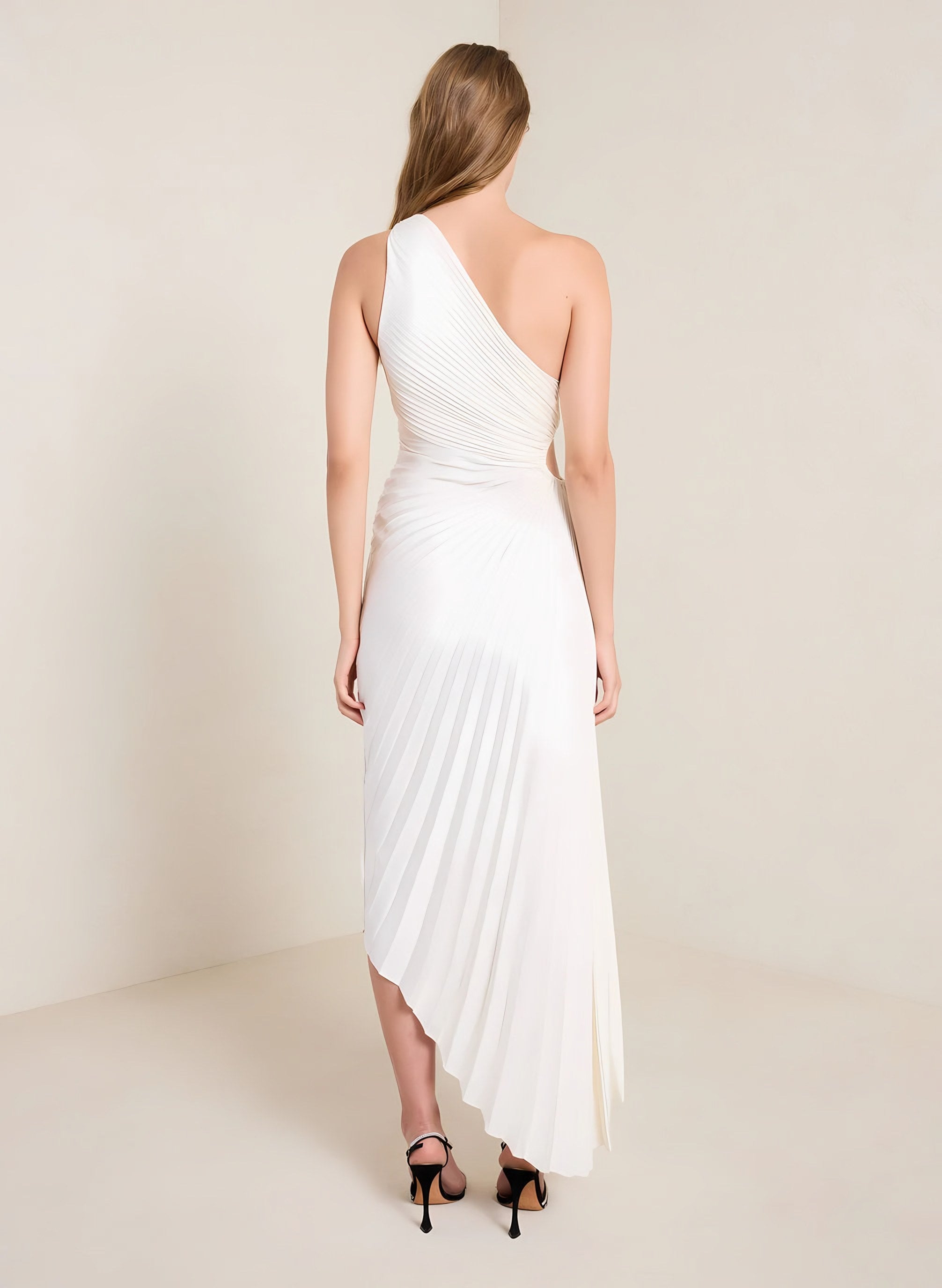 Women's One-Shoulder Pleated Maxi Dress — view 2