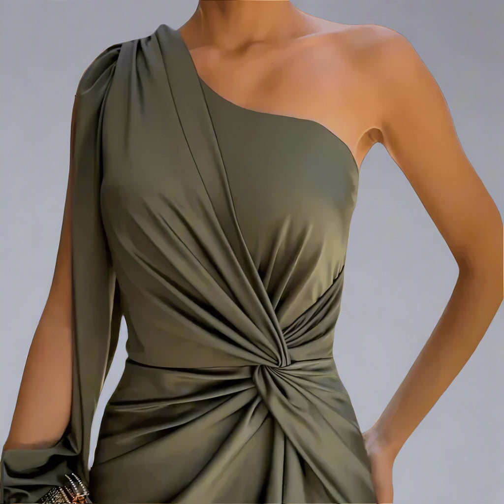 Women's One-Shoulder Front Slit Maxi Dress — view 2