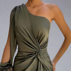 Women's One-Shoulder Front Slit Maxi Dress — view 2