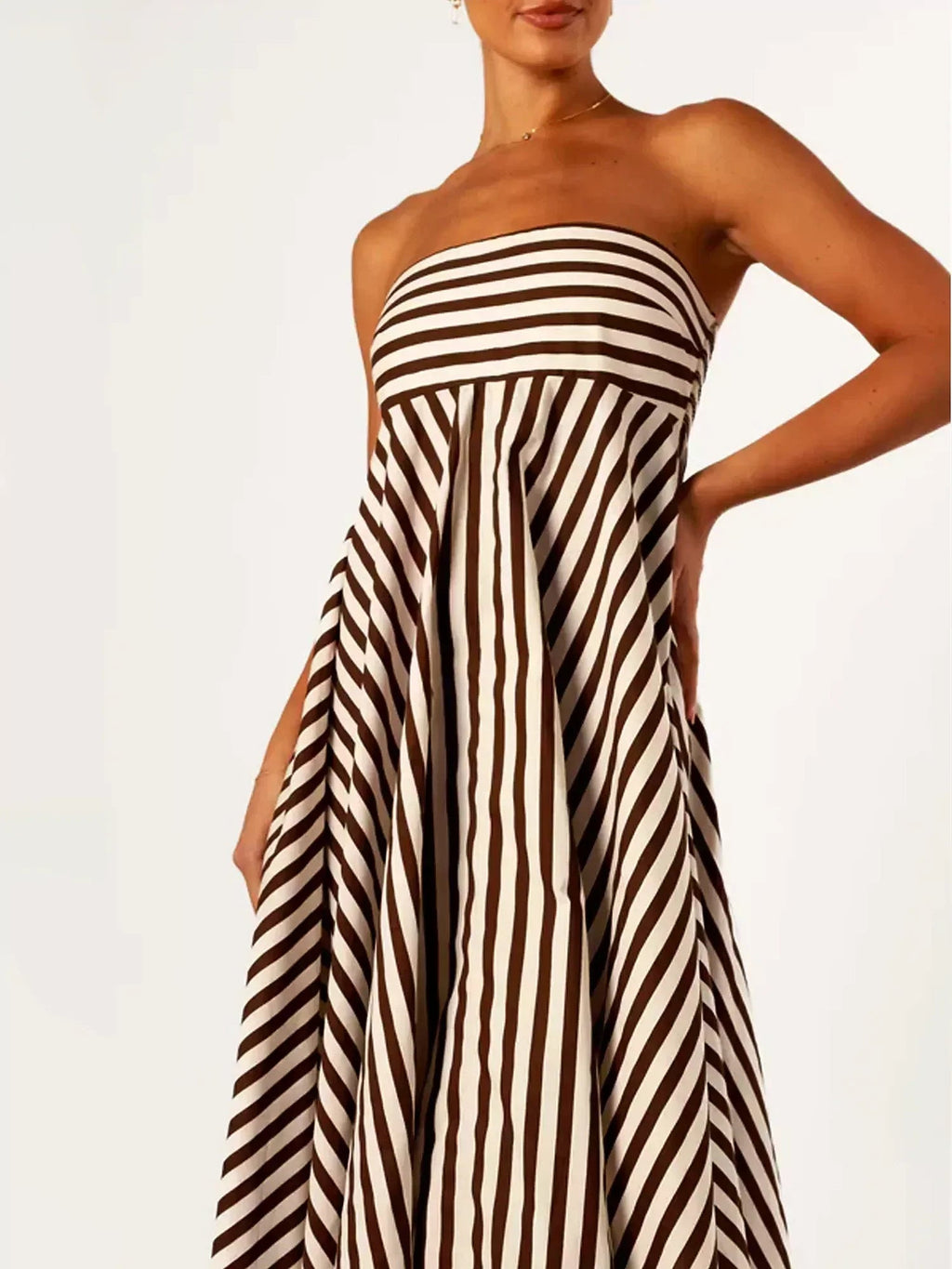 Women's Strapless Striped Maxi Dress — view 6