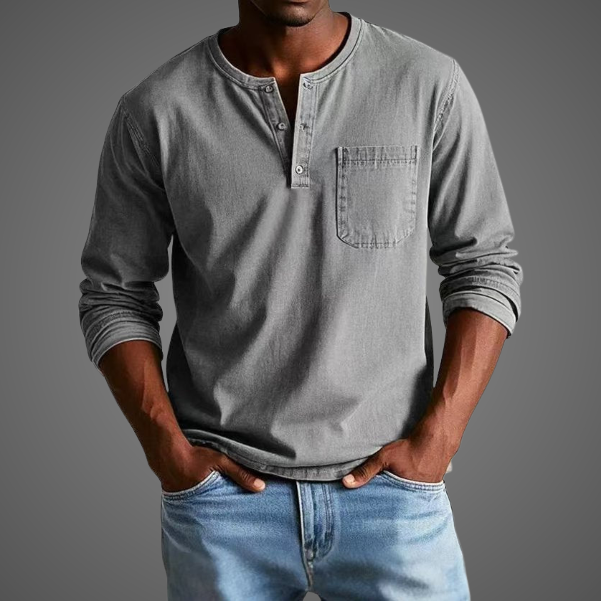 Men's Long Sleeve Henley Shirt — view 1