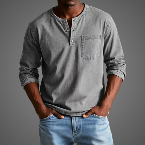 Men's Long Sleeve Henley Shirt — view 1