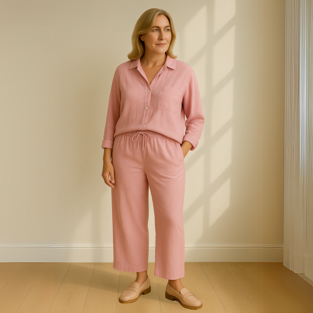 Floriana | Women’s Linen Wide Leg Outfit Set — TOPNEWPLACE (view 2)