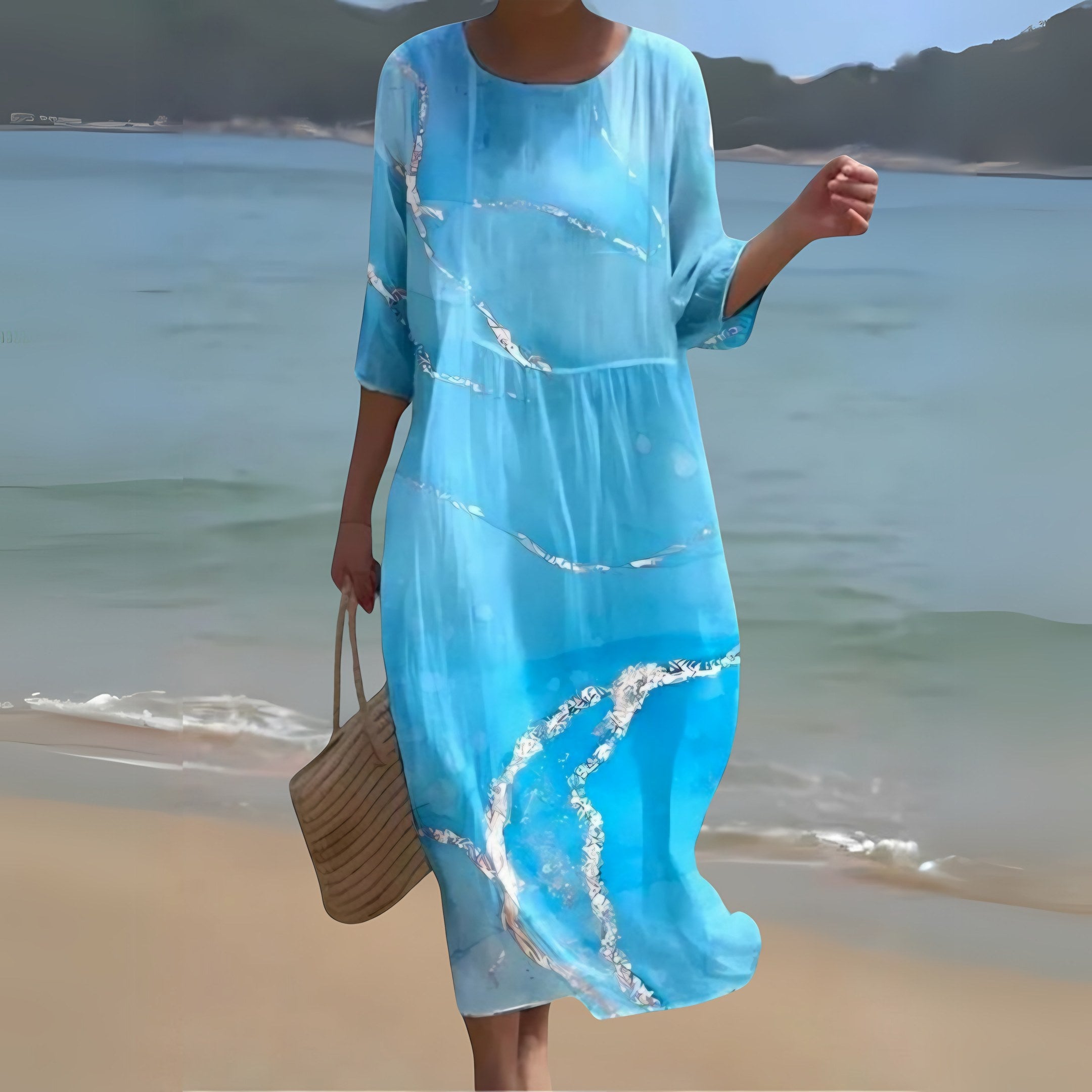 Women's Long Sleeve Caftan Maxi Dress — view 3