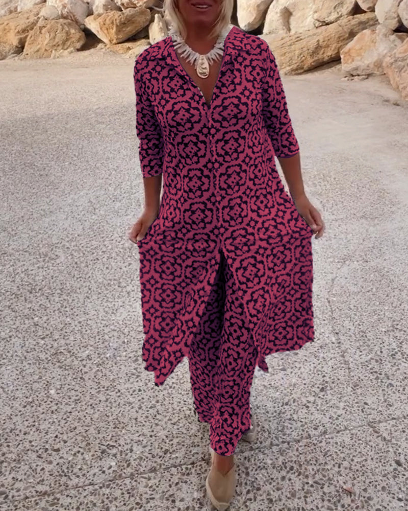 Gavriella | Women’s Geometric V-Neck Two-Piece Set — TOPNEWPLACE (view 9)