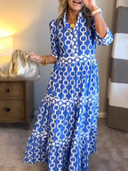 Women's Print Blouson Tiered Maxi Dress — view 4