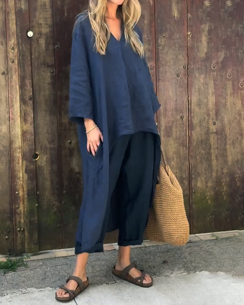 Fabiana | Women’s Long Sleeve Wide Leg Two-Piece Set — TOPNEWPLACE (view 2)
