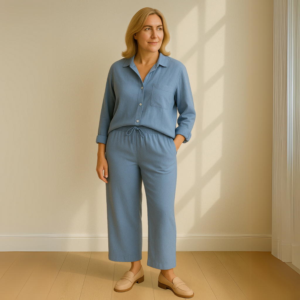 Floriana | Women’s Linen Wide Leg Outfit Set — TOPNEWPLACE (view 3)