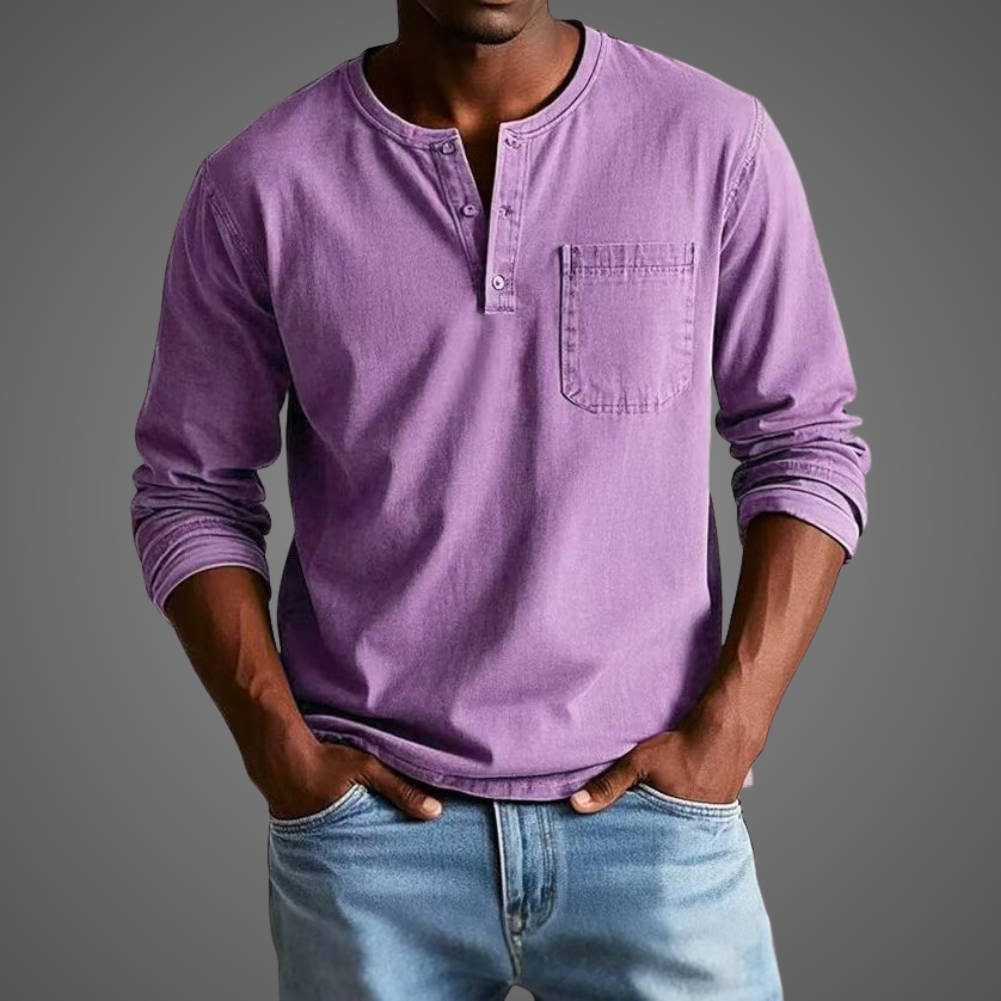 Men's Long Sleeve Henley Shirt — view 9
