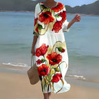 Women's Long Sleeve Caftan Maxi Dress — view 4