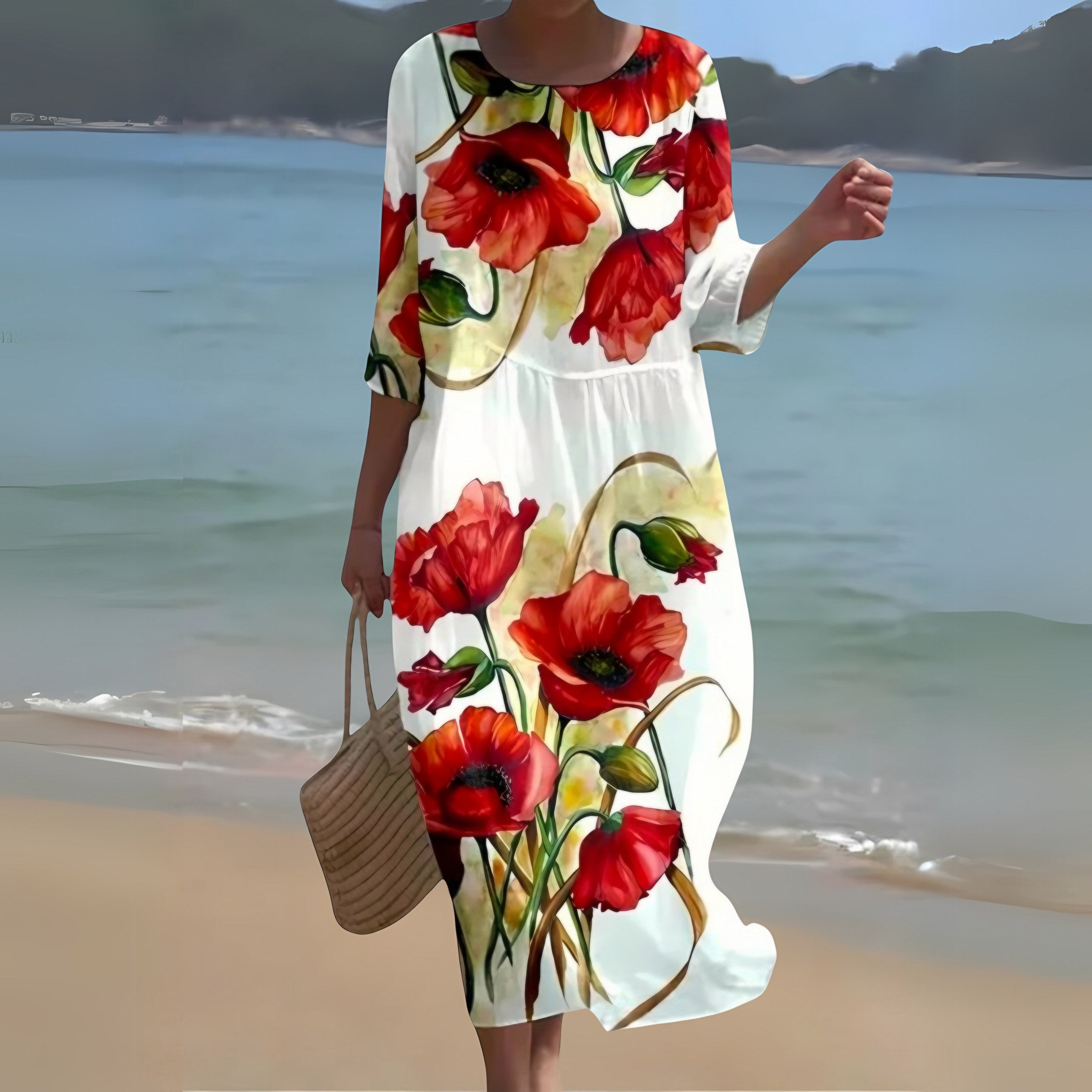 Women's Long Sleeve Caftan Maxi Dress — view 4