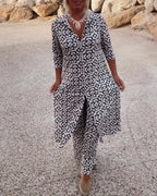 Gavriella | Women’s Geometric V-Neck Two-Piece Set — TOPNEWPLACE