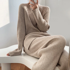 Jelena | Women’s Long Sleeve Ribbed Knit Wide Leg Two-Piece Set — TOPNEWPLACE (view 2)