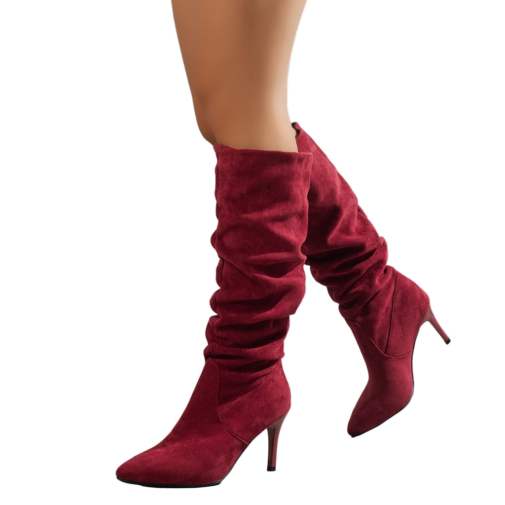 Sylvie | Women's Suede Pointed Toe Slouchy Boots with Stiletto Heel