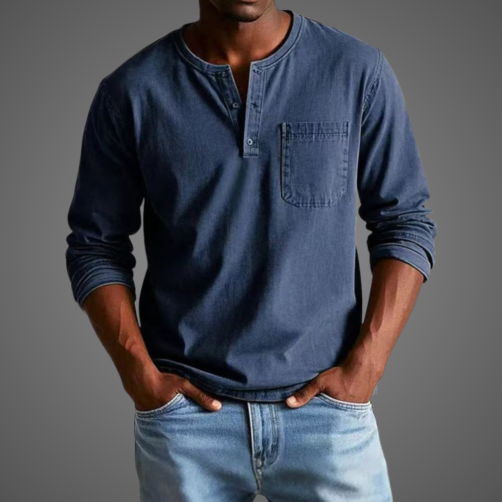 Men's Long Sleeve Henley Shirt — view 8
