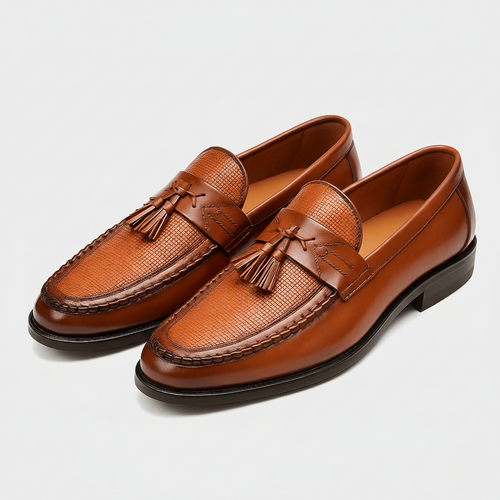 Anatole | Men’s Box Calf Leather Saddle Tassel Loafer — view 2