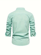 Kasimir | Men's Linen Shirt with Long Sleeves and Stand Collar