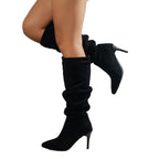 Sylvie | Women's Suede Pointed Toe Slouchy Boots with Stiletto Heel