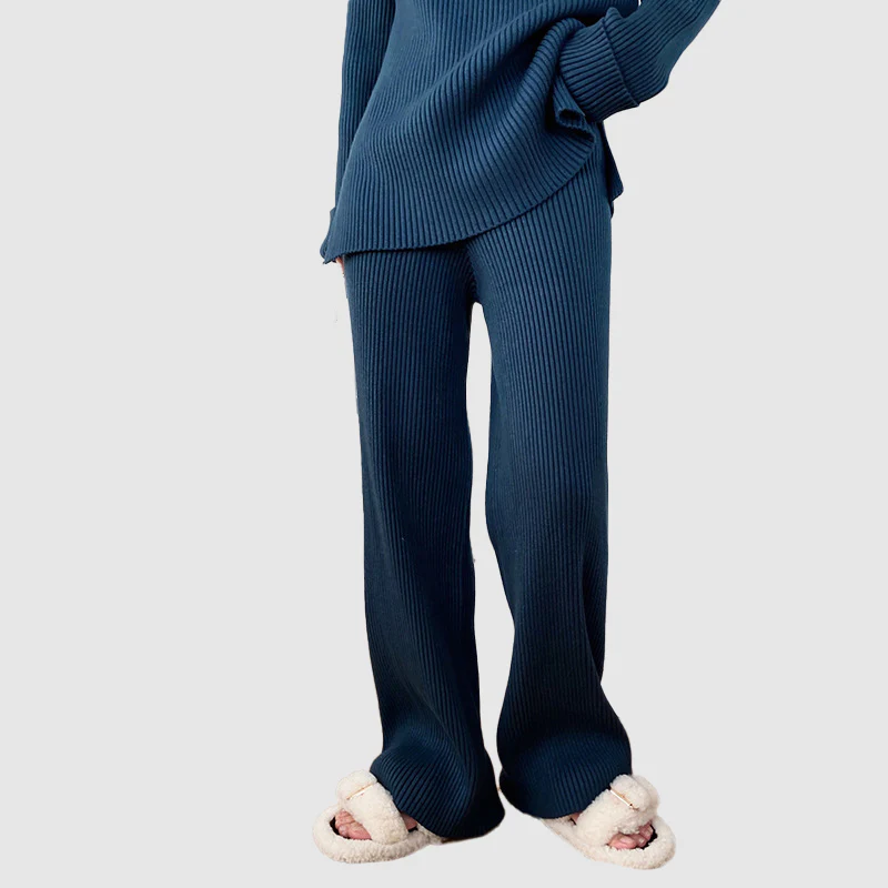 Jelena | Women’s Long Sleeve Ribbed Knit Wide Leg Two-Piece Set — TOPNEWPLACE (view 3)