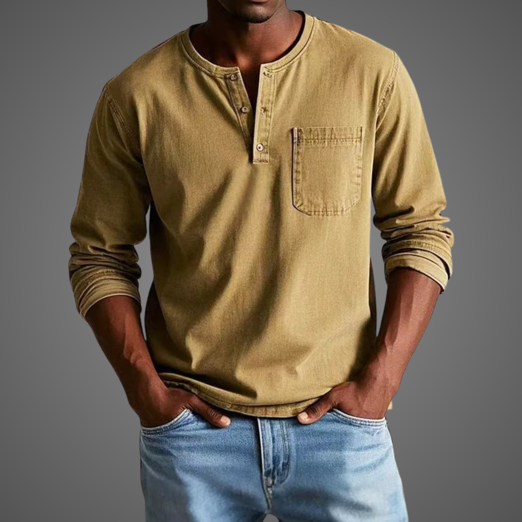 Men's Long Sleeve Henley Shirt — view 7