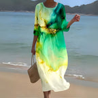 Women's Long Sleeve Caftan Maxi Dress — view 6