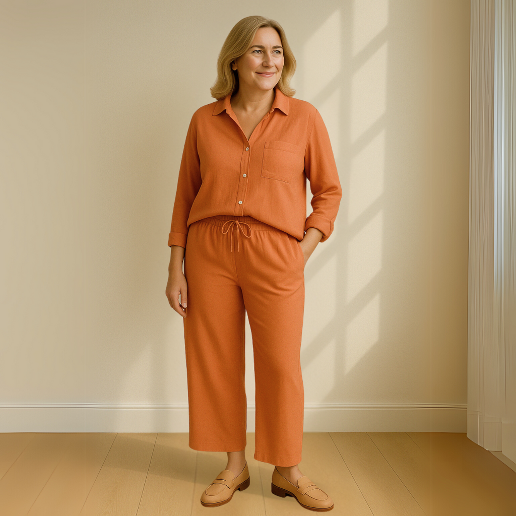 Floriana | Women’s Linen Wide Leg Outfit Set — TOPNEWPLACE (view 4)