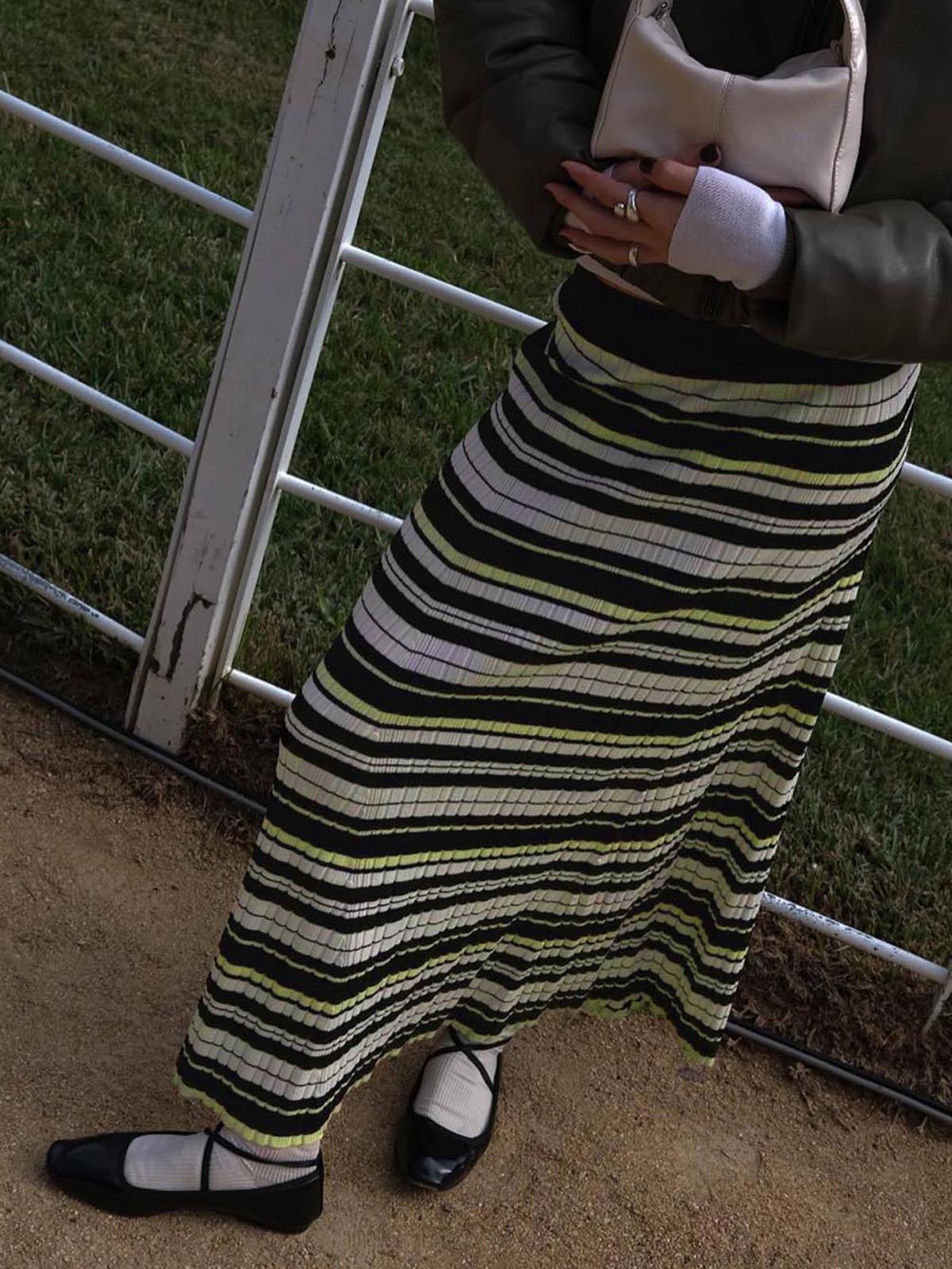 Cornelia | Women’s Striped Knit Midi Skirt — TOPNEWPLACE (view 5)