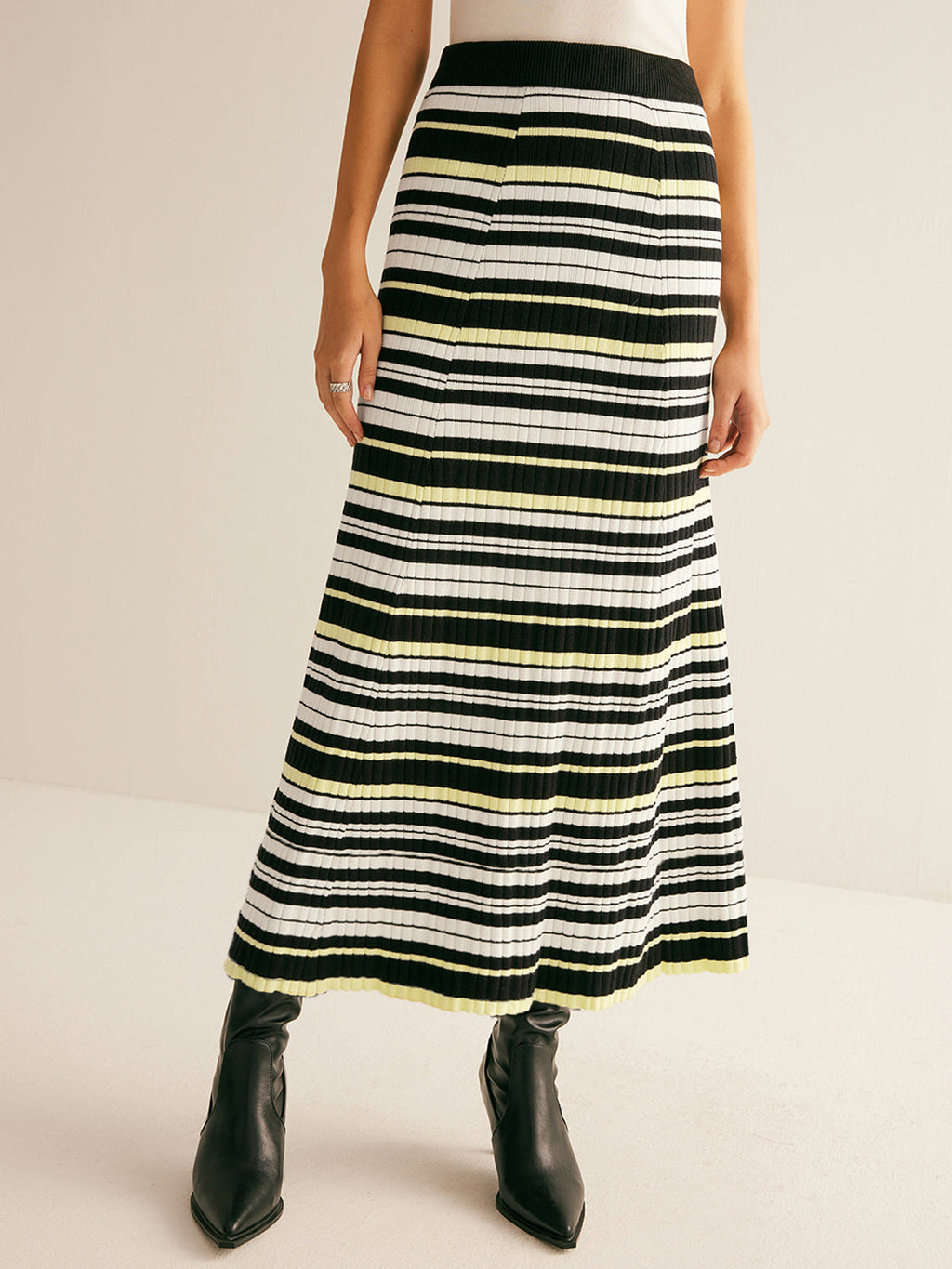 Cornelia | Women’s Striped Knit Midi Skirt — TOPNEWPLACE (view 2)