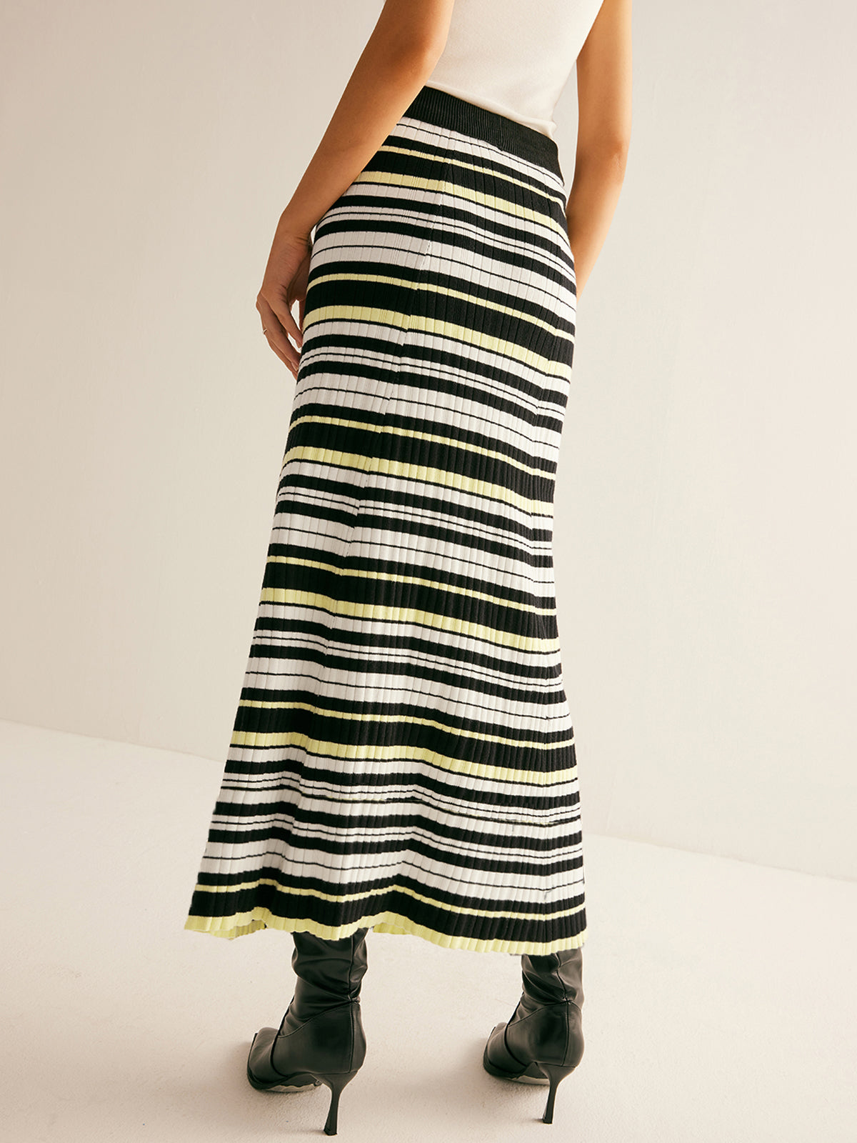 Cornelia | Women’s Striped Knit Midi Skirt — TOPNEWPLACE (view 3)