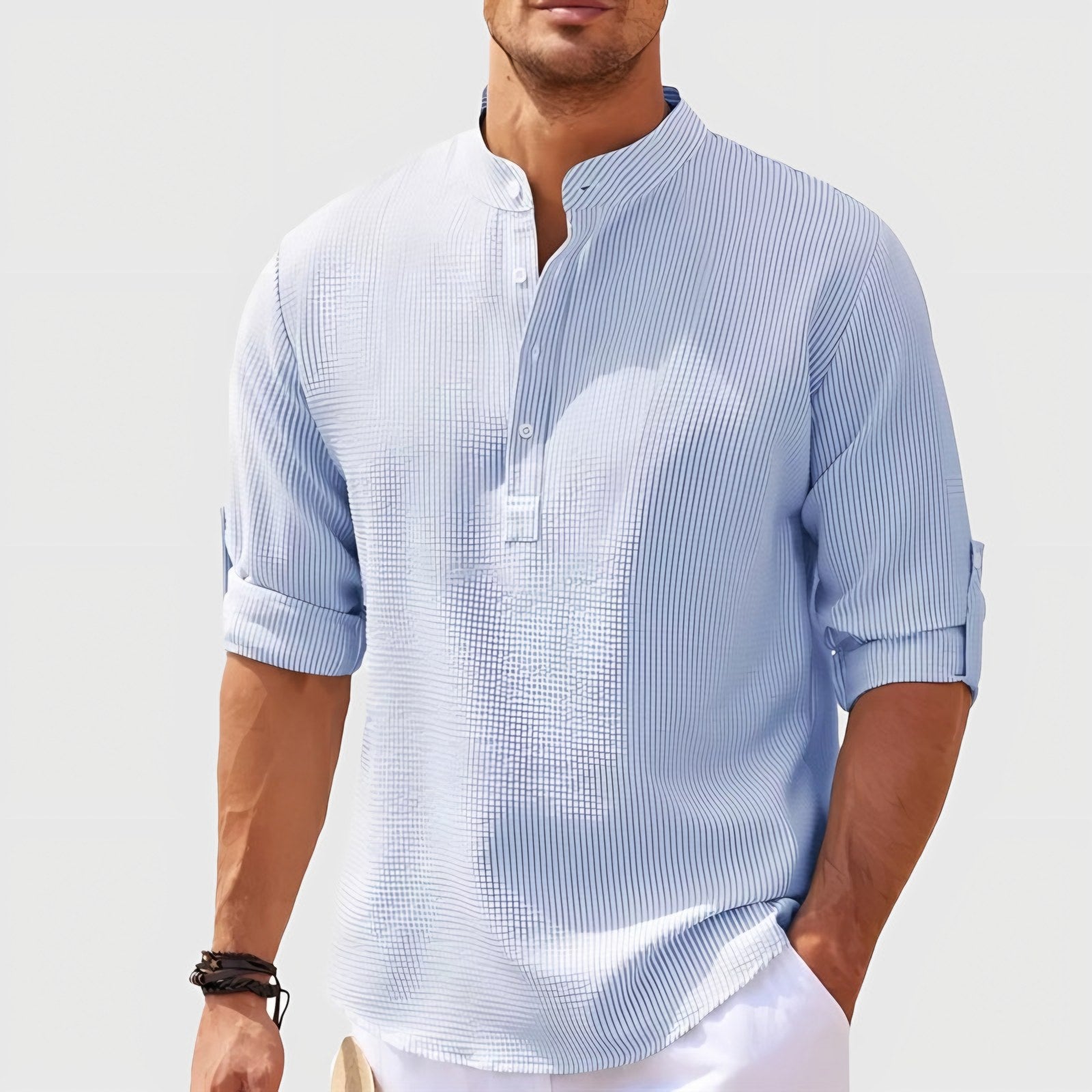 Men's Long Sleeve Seersucker Shirt — view 1