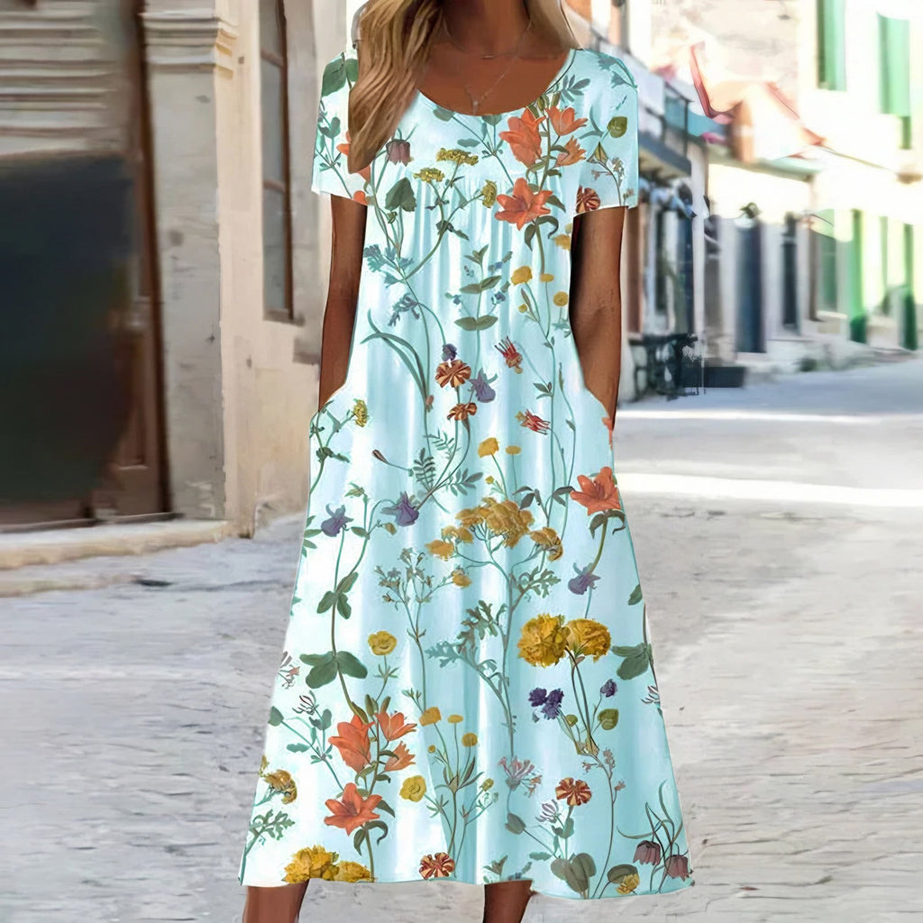 Women's Short Sleeve Floral Maxi Dress — view 3