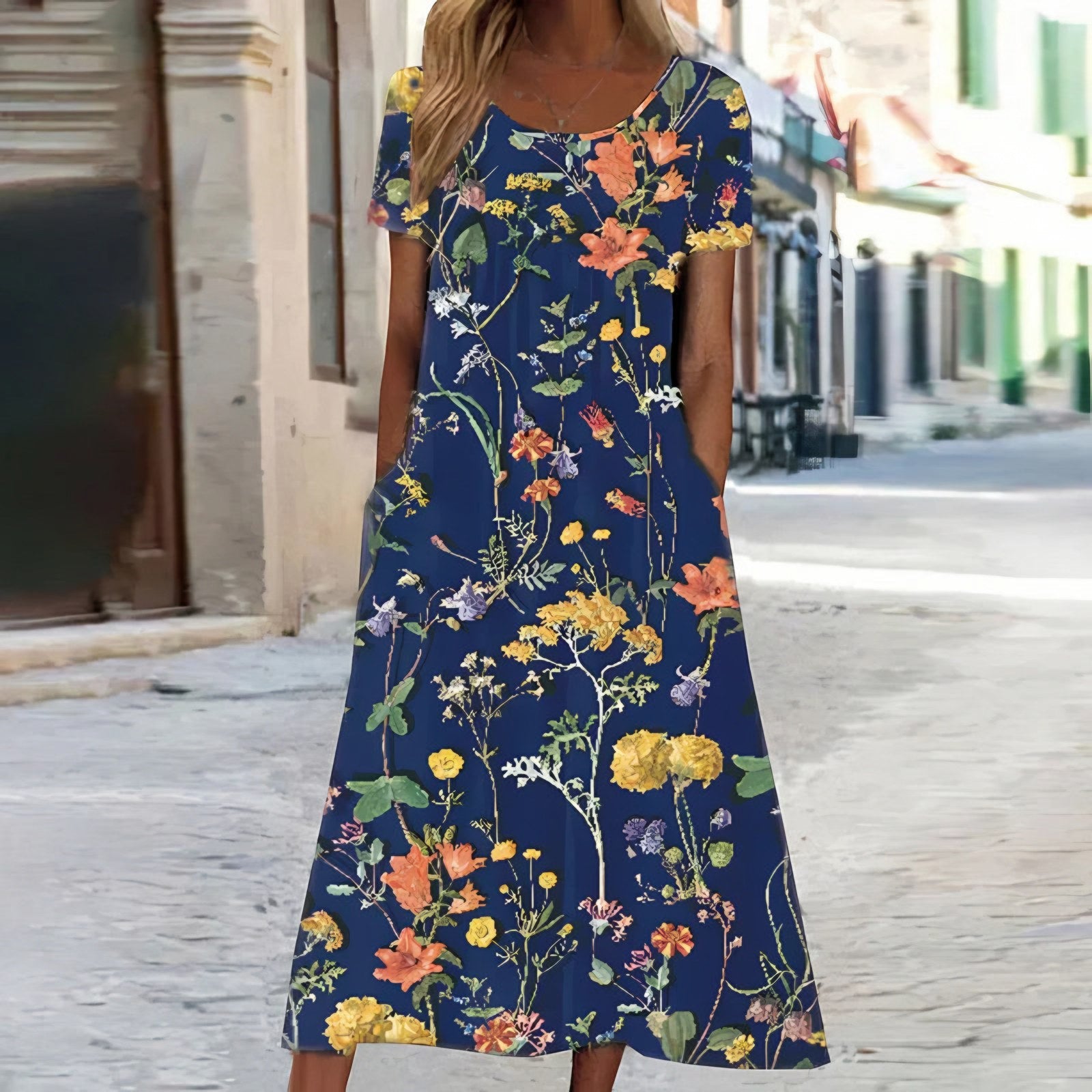 Women's Short Sleeve Floral Maxi Dress — view 4