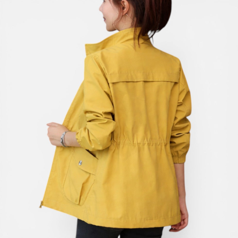 Womens Light Zip Up Jacket Drawstring Waist — Warm
