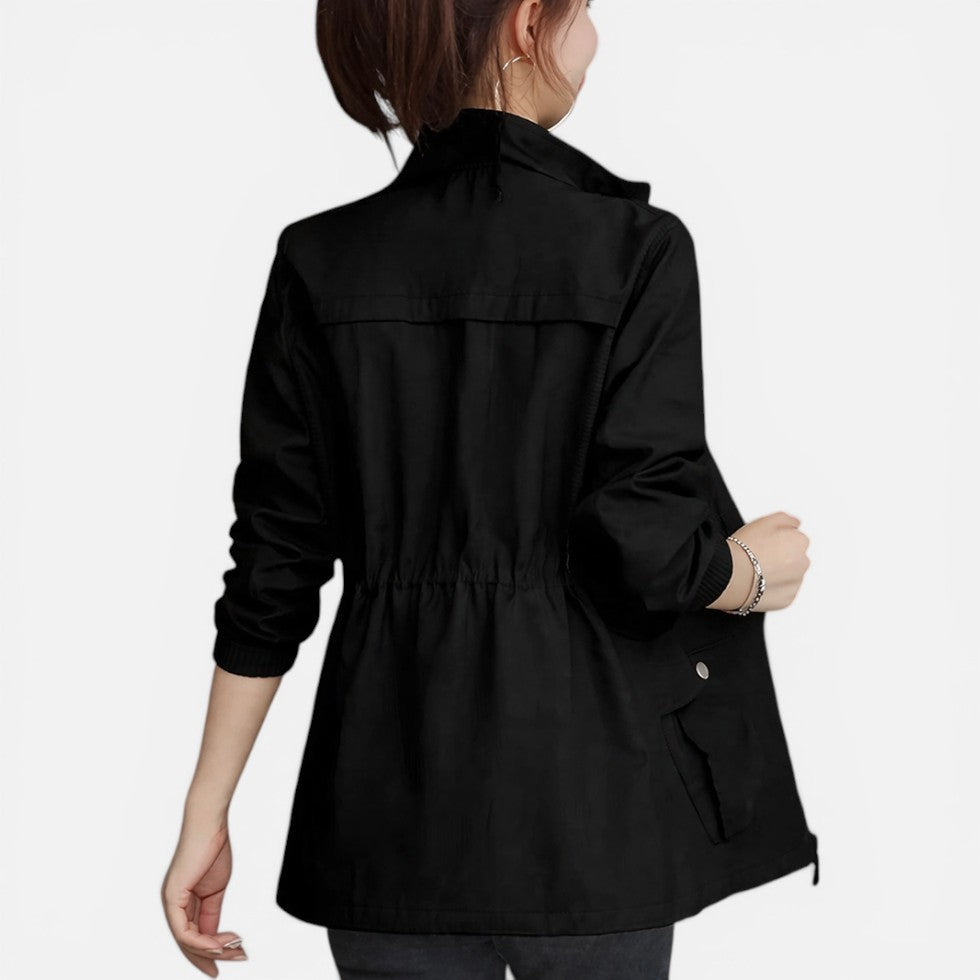 Womens Light Zip Up Jacket Drawstring Waist — Warm