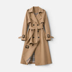 Womens Longline Trench Coat Belted Double Breasted — Warm
