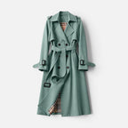 Womens Longline Trench Coat Belted Double Breasted — Warm