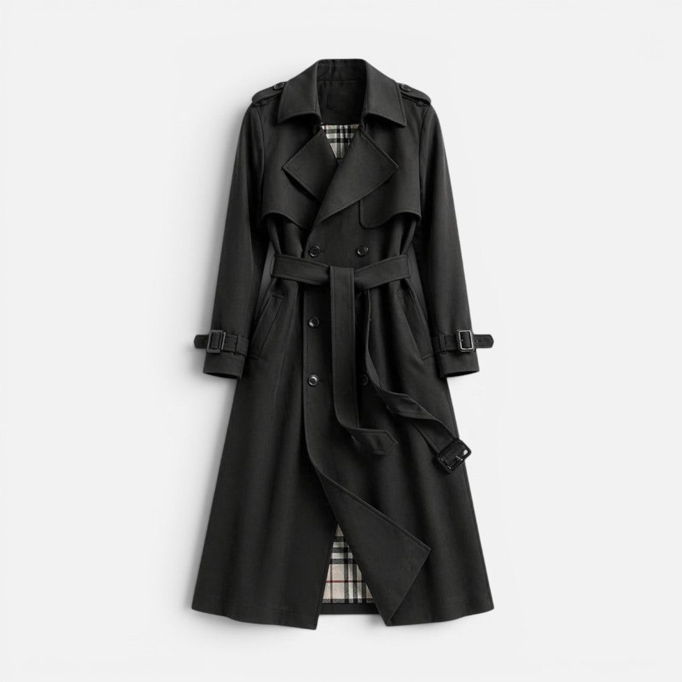 Womens Longline Trench Coat Belted Double Breasted — Warm