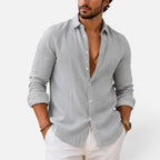 Mens Linen Look Button Shirt — Breathable