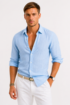 Ennio | Men's Linen Oxford Shirt with Rolled Sleeves