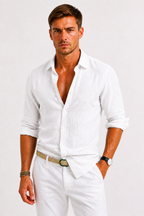 Ennio | Men's Linen Oxford Shirt with Rolled Sleeves