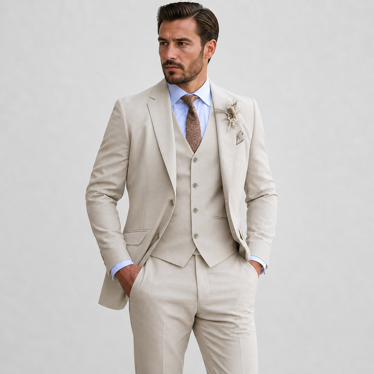 Espen | Men's Linen Three-Piece Suit with Waistcoat