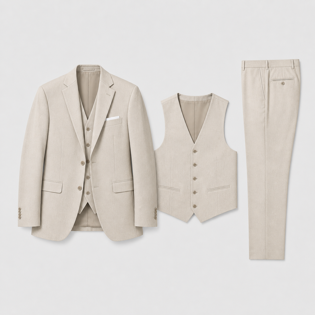 Espen | Men's Linen Three-Piece Suit with Waistcoat