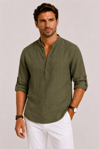 Ignatius | Men's Linen Shirt with Stand Collar