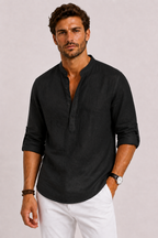Ignatius | Men's Linen Shirt with Stand Collar