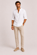 Ignatius | Men's Linen Shirt with Stand Collar