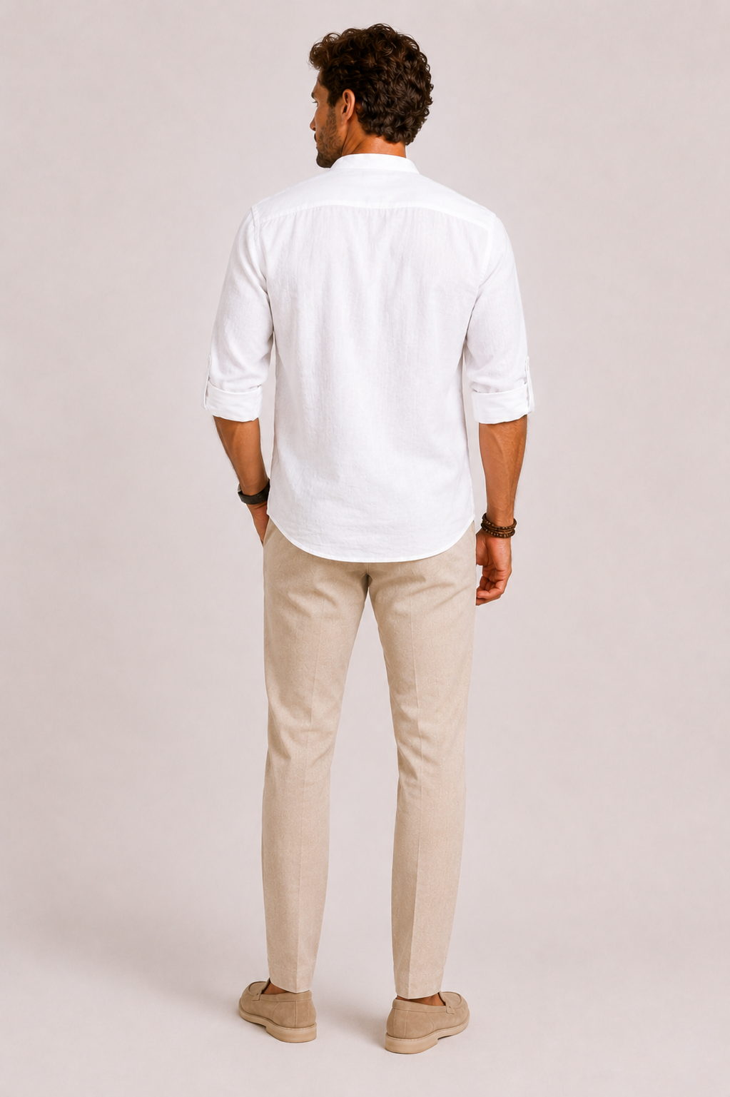 Ignatius | Men's Linen Shirt with Stand Collar