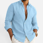 Mens Linen Look Button Shirt — Breathable
