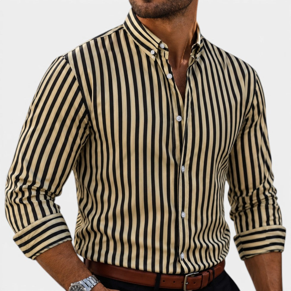 Striped Button Up Long Sleeve Shirt — Breathable